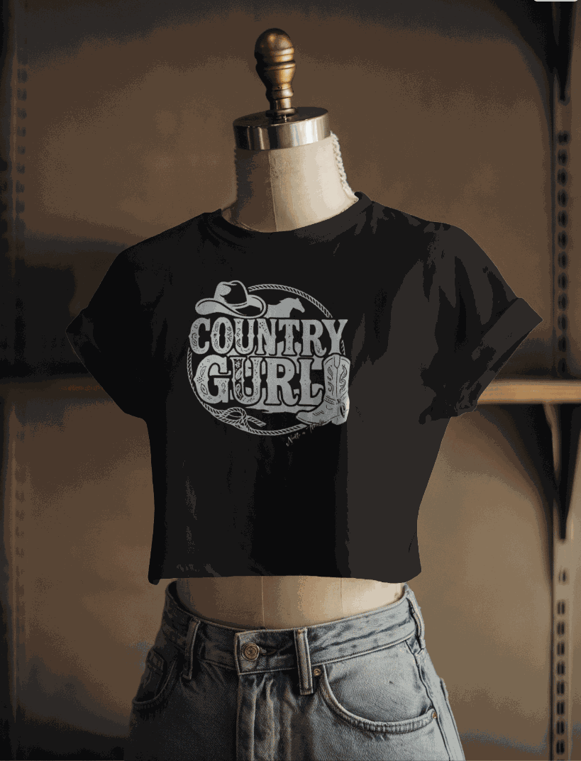Country Gurl Crop Top - T Shirt by Needle n Threads