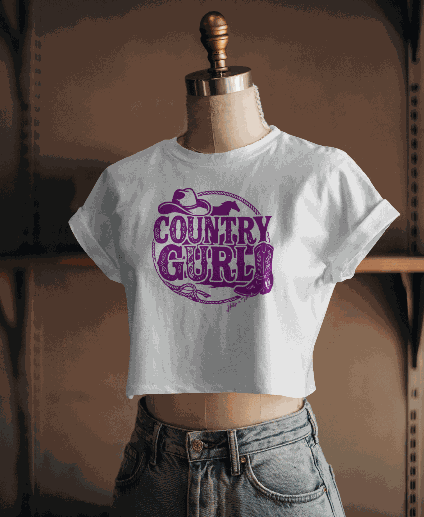 Country Gurl Crop Top - T Shirt by Needle n Threads