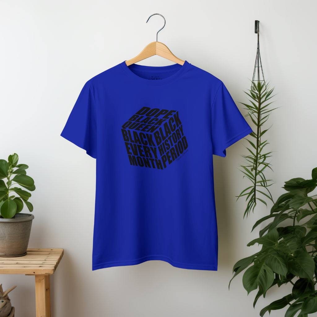 Dope Black Queen Tee luxury cotton black history month bold cube design empowering quotes