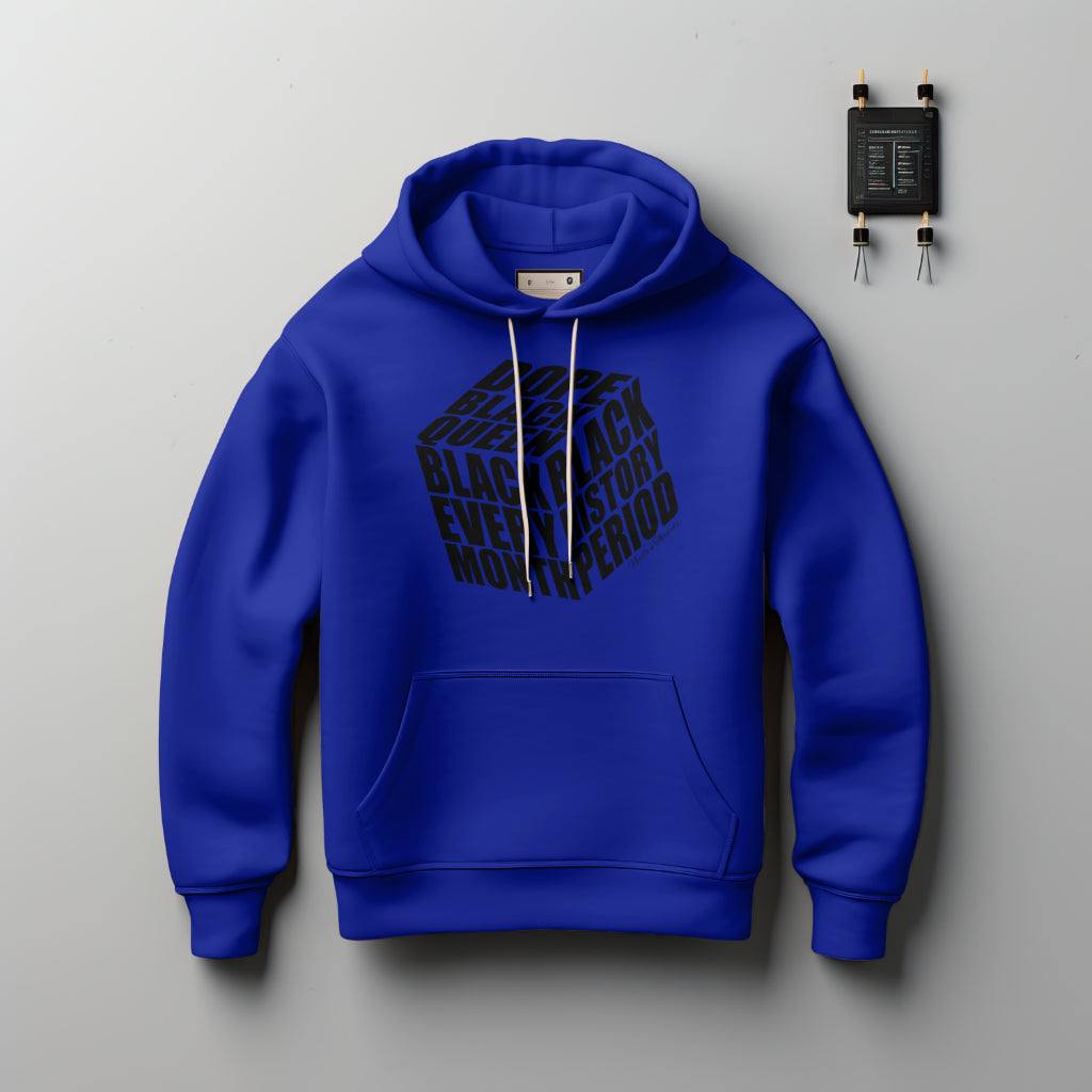 Dope Black Queen Hoodie luxury cotton with bold Black History Month cube design and empowering quotes