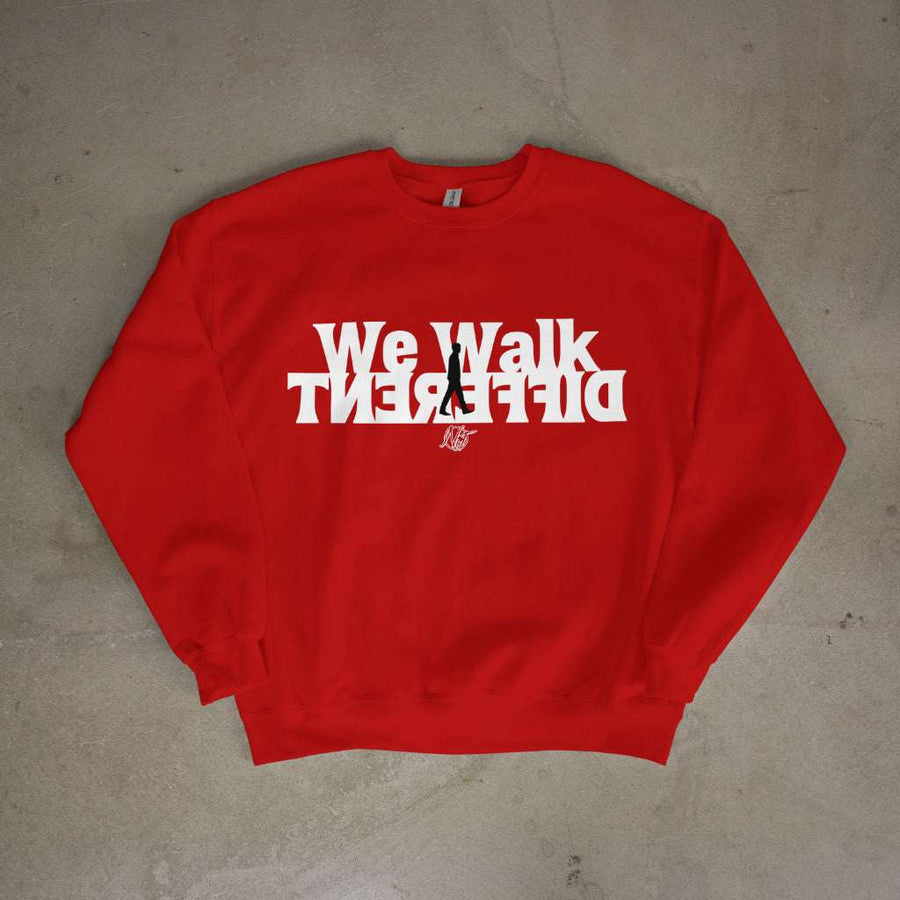We Walk Different sweater with faith-inspired design and premium cotton blend