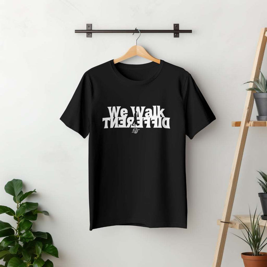 Unisex "We Walk Different" T-shirt inspired by 2 Corinthians 5:7 with premium cotton and high-quality print