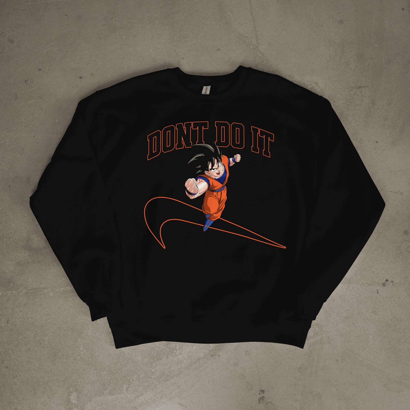 Dont Do It x Goku sweatshirt featuring Super Saiyan Goku and bold streetwear design
