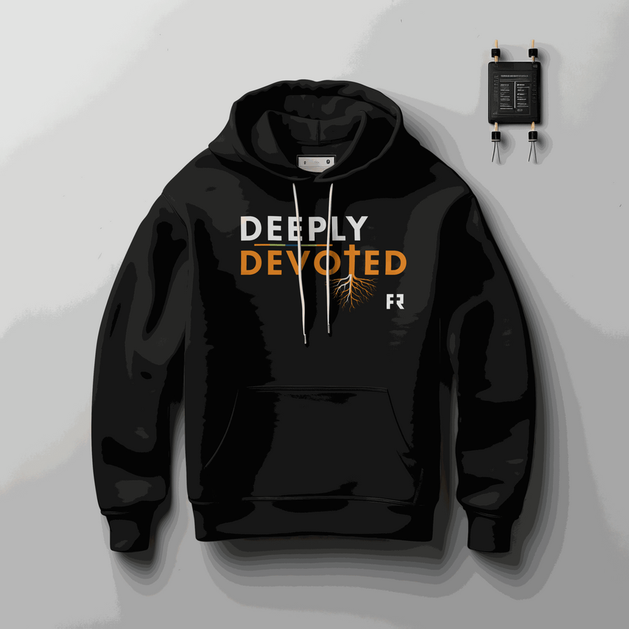 Deeply Devoted hoodie with faith-based design representing discipleship and commitment