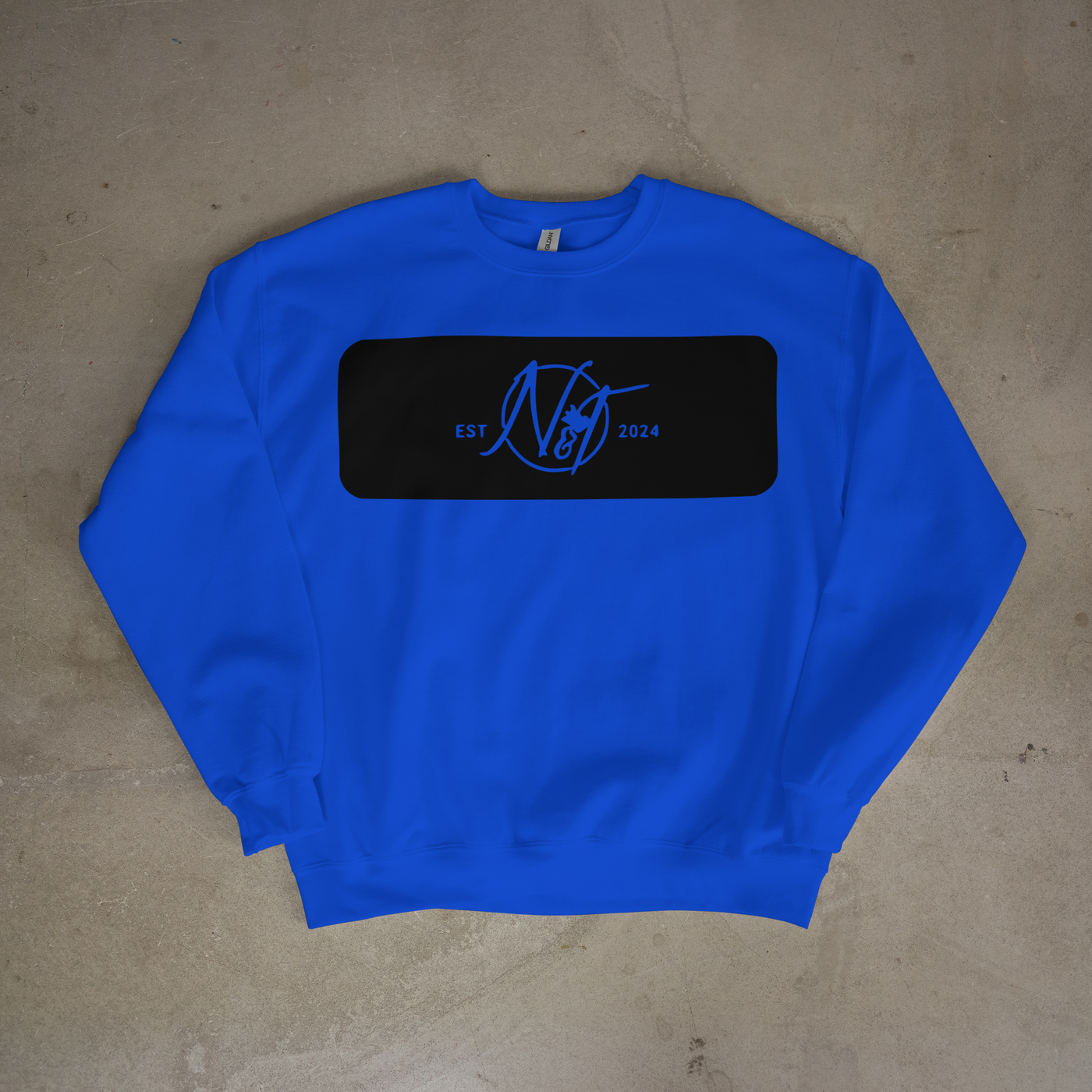 Needle N Threads EST 2024 sweatshirt oversized crewneck with monogram patch on chest in multiple colors