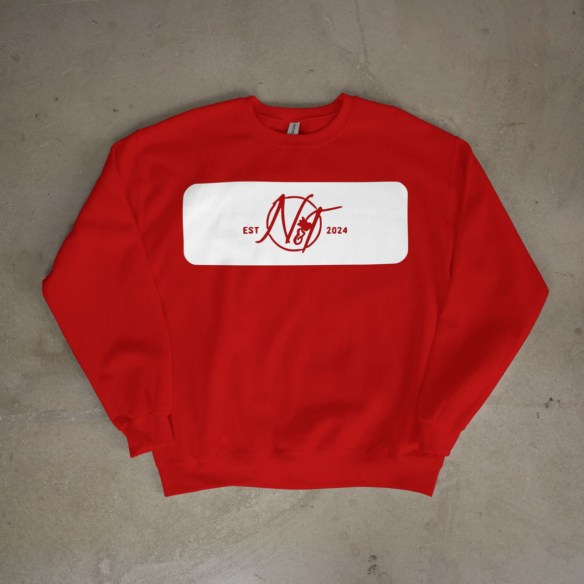 Needle N Threads EST 2024 sweatshirt with oversized monogram patch and relaxed fit crewneck in premium fleece