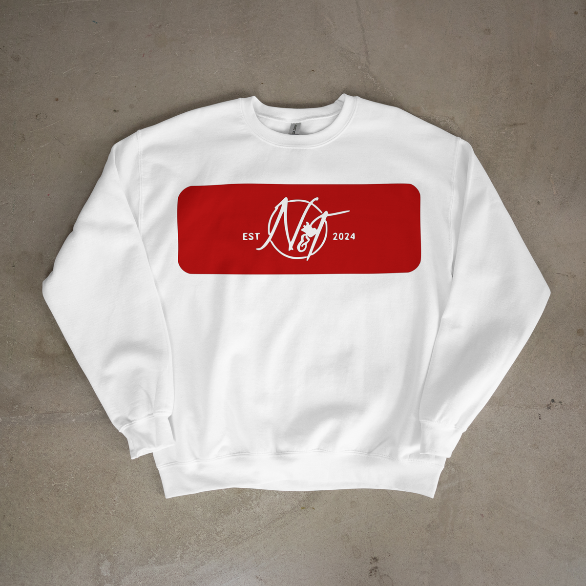 Needle N Threads EST 2024 Sweatshirt oversized crewneck with monogram patch on chest in premium heavyweight fleece