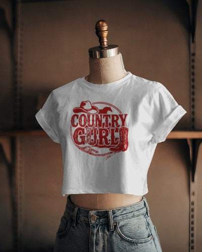 Country Gurl Crop Top - T Shirt by Needle n Threads