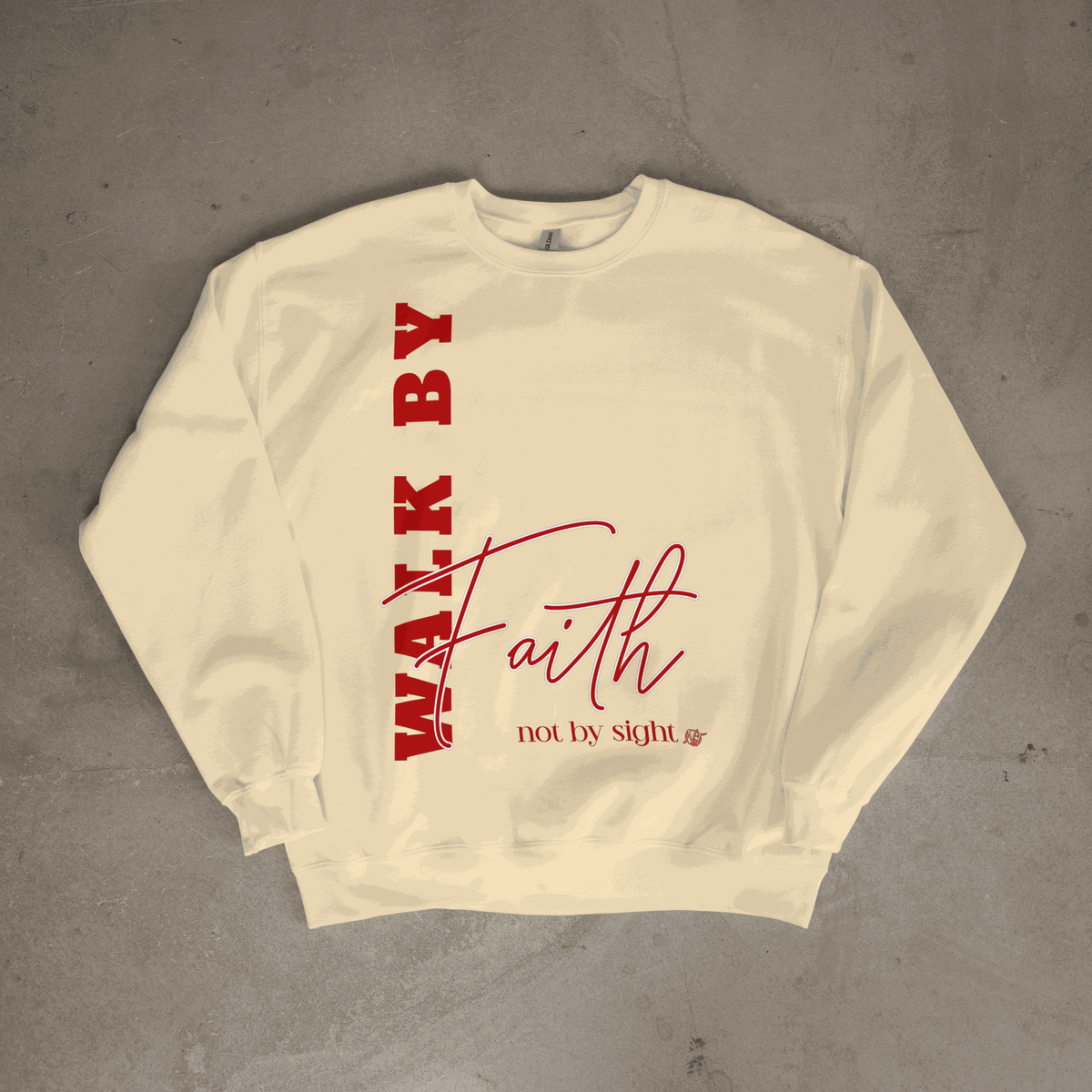 Walk By Faith Not By Sight Sweatshirt - Inspirational Christian Street - sweatshirt by Needle n Threads